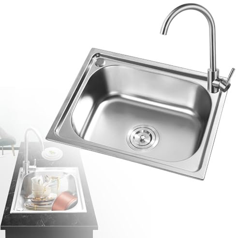 Fregadero Encastrar,Fregadero de cocina 1 Seno,Fregadero de acero inoxidable lavabo de cocina bajo encimera con accesorios,42x37cm,45x39cm,48x35cm,50x40cm,53x38cm,55x40cm,60x45cm(60x45 cm)