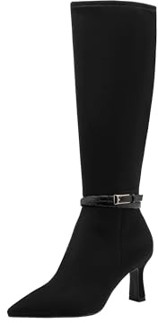 Tamaris Femme Damen Long Boot Heel 1-25516-45 Botte Haute Jusqu'au Genou, Noir, 38 EU