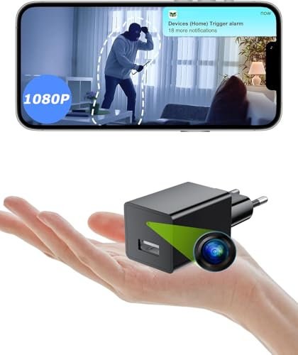 ZHODADA Mini Camara Espia, 1080P WiFi USB Cargador Cámara Espia Oculta Camufladas Mini Spy Cámaras de Vigilancia Inalambricas con Visión Nocturna Detección de Movimiento