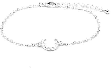 LUXENTER Alfabet silverfärgat armband - bokstaven C, Talla única, Metall, Utan ädelsten