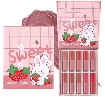 Brillo Labial Voluminizador - 10 Colores Duradero No Pegajoso Barra Labial - Gloss Para Labios Mate Impermeable Y Duradero Para Niñas, Adolescentes, Mujeres, Novias Y Uso Diario