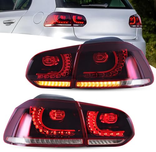 VLAND Rückleuchten für Golf 6 GTI TDI TSI GTD R 2008-2013, Mit E-Prüfzeichen, 1 Paar - Rot & Weiß