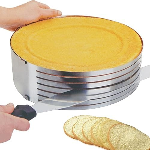 zeryor Adjustable 9-12inch Stainless Steel Cake Cutter Ring, Cake Slicer for Mousse Bread Layered Crepe Cakes, Anti-Rust Washable DIY Cake Leveller