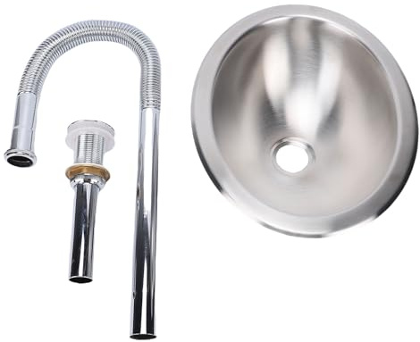 Oreilet Fregadero Redondo Acero Inoxidable, Fregadero Barra Cocina Solo Tazón 13,23 Pulgadas con Escurridor Emergente, Tubo Drenaje para Barcos, Yates, Lavabo para Lavar a Mano Baño