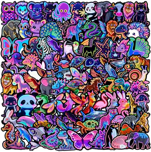 DiiWmme 100Pcs Neon Stickers Pack,Cool Waterproof Vinyl Stickers for Kids Adults Teens,Laptop Stickers for Scrapbook Journal,Skateboard,Water Bottle,Luggage,Teacher Reward Prizes for Children(Style D)