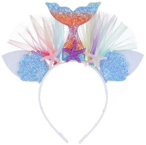 MOTHNUR 3 STÜCKE Teiliges Meerjungfrauen Haarschmuck Buntes Leichtes Netz stirnband für Party Performance Fest Sitzendes Haarband für Mädchen und Cosplay Dekoratives Zufällige Farbe