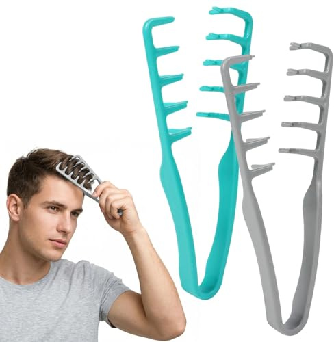 2 Stück Styling Kamm, Textur Comb Volumen Mit Styling Zahnkamm, Großzahnkamm Haarstyling-Kamm für Die Haarwurzeln mit Ponyansatz Pflegen, Lifting Haarwurzeln Haarbürste für Männer und Frauen