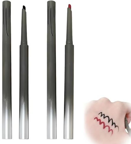 ITCGOB Uppsättning av 2 eyeliner vattentät svart och vinröd – kajalpenna set långvarig torksäker – högpigmenterad gel eyeliner penna för exakta ögonstreck och rökögon – vegansk ögonliner