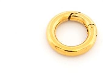Vintageparts Karabinerverschluss Ring 12 mm aus 304 Edelstahl mit 18K Gold-Ionenbeschichtung, runder Schmuckverschluss für Ketten und Armbänder, 1 Stück, Goldfarben