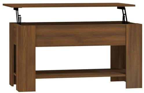 Owoxanthellate Couchtisch Höhenverstellbar - Wohnzimmertisch Braun Eichen-Optik, 101x49x52 cm Holzwerkstoff Kaffeetisch mit Stauraum & Hebefunktion, Moderner Loungetisch für Wohnzimmer & Home Office