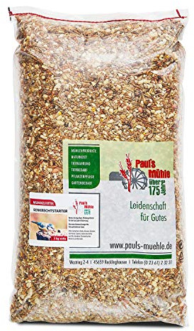 Paul´s Mühle - 5 kg Wildvogelfutter hohem Fettanteil (Senkrechtstarter) | Premium Ganzjahresfutter mit Insekten & Rosinen für Vögel & Wildvögel - Streufutter & Vogelfutter Sommer & Winter ganzjährig