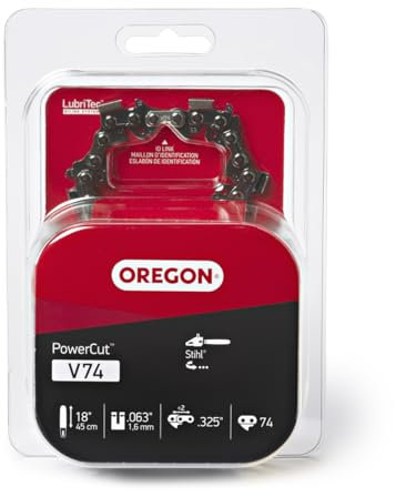 Oregon V74 PowerCut Replacement Chainsaw Chain for 18-Inch Guide Bars, 74 Drive Links, Pitch: .325, .063 Gauge, Fits Stihl Models with 18 Bars and .325 Sprockets,Grey