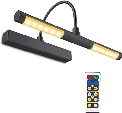 HONWELL Bilderleuchte LED Verstellbare LED Wandleuchte 3 Beleuchtungsmodi AA Batterie Betrieben mit Fernbedienungen 180 ° Schwenkarm, Dimmbare Anzeigelampe mit Timer für Spiegelanstrich, Schwarz