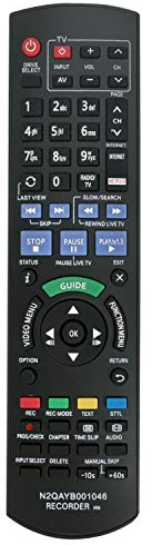 VINABTY N2QAYB001046 Télécommande de Rechange pour Panasonic Enregistreur de disques Blu-Ray DMR-BST750EG DMR-BST755EG DMR-BST850EG DMR-BCT855EG DMR-BCT950EG DMR-BST855EG DMR-BST950EG DMR-BCT755EG