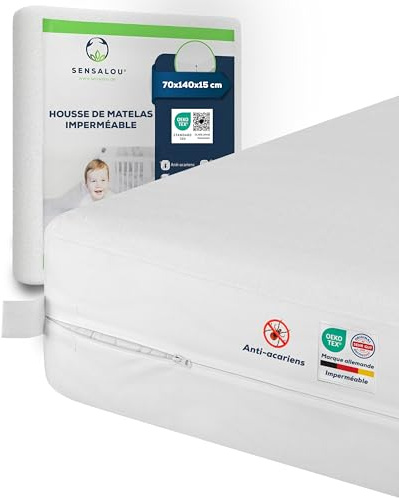 Sensalou Matratzenbezug 70x140x15 cm Wasserdicht - Matratzenschoner | Milbendichtes Encasement gegen Bettwanzen - 95 Grad Waschbar - Allergiker Rundumbezug mit Reißverschluss - Ökotex Frottee
