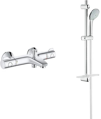 GROHE Mitigeur thermostatique Bain/Douche 1/2 Grohtherm 800 34567000 & Ensemble de Douche 2 Jets Euphoria 27230001, Argent (Import Allemagne)