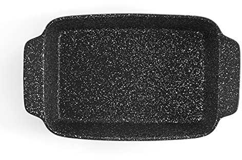 Non Stick ILAG Coating Black Silver Speckle Ceramic Roaster Casserole Dishes (30 x 17.5 x 6.5cm, Rectangular)