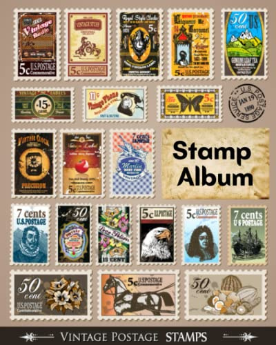 Stamp Album: Stamp Collecting Album for Stamp Collectors, Large Vintage Stamp Stockbook, Organize & Catalog Stamps,Tracking For Collectors, For Kids, ... And Adults | Large size 8x10 inches 120 Pages