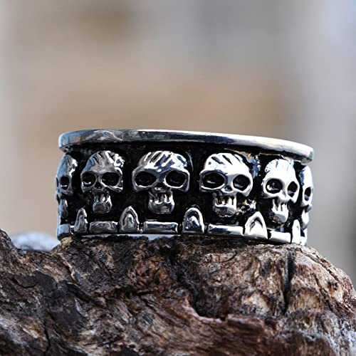 Vintage 316L Stainless Steel Biker Ring Men Cool Design Round Punk Ring Male Fashion Gothic Jewelry Drop Shipping