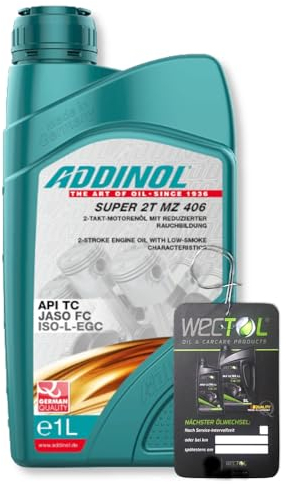ADDINOL Mischöl 2-Takt Super 2T MZ 406 NEU Deutliche Reduzierung der Ablagerung im Motor und in der Auspuffanlage + WECTOL Ölzettel