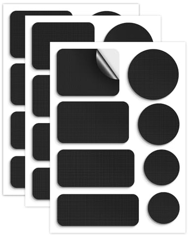 Skystuff Flicken selbstklebend Stoff aus Nylon & Zelt Reparaturset, 24 Stück wasserdichte Flicken für Daunenjacke, Zelt, Isomatte, Jacken-Patches, Schwarz