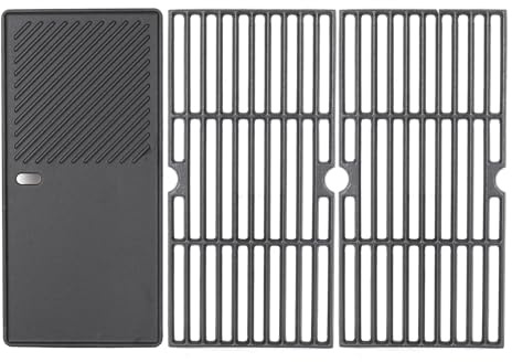 GriHero Gusseisen Grillrost & Grillplatte für Enders Boston 3, Enders Monroe Pro 3, Colorado 3, Charbroil, Landmann Triton 3 & 4, Barbecook Siesta 310 Gasgrill Zubehör, 43 x 63CM
