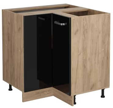 Vicco Meuble d'angle R-Line, Noir Haute Brillance, 75.6cm sans PT, pour Une Combinaison Libre au Sein de systèmes de Cuisine modulaires