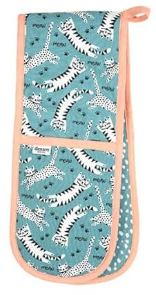 Meow Recycled Cotton Double Oven Gloves - Blue