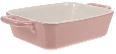 Garneck Non-stick Pink Pottery Baking Tray Double Handle Rectangular Ceramic Bakeware Dish for Oven Medium Thickness Easy to Clean Suitable for Lasagne Tiramisu Pies