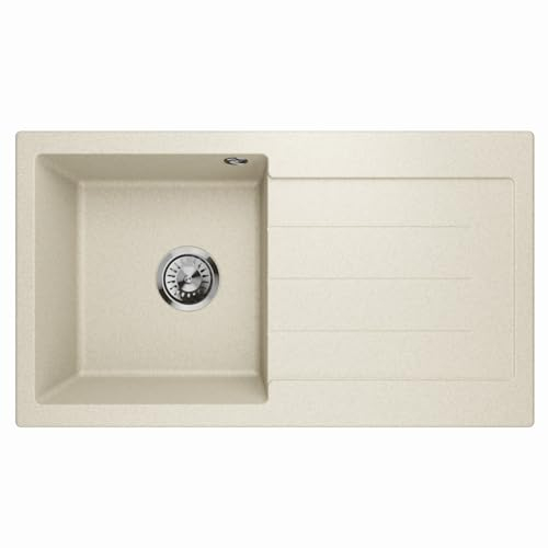 Lavello Master 1.0 Granite Kitchen Sink - Built-in Single Basin With Siphon, Beige - Right