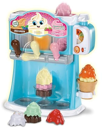 LeapFrog Count & Swirl Ice Cream Maker, Interactive Roleplay Toy with 12 Play Pieces, Pretend Play Kitchen Toy Teaches Colours & Flavours, Toddler Toy for 2, 3, 4+ Years, English Version