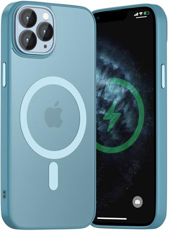 Andwing für iPhone 11 Pro Hülle Magnetisch [Kompatibel mit MagSafe] Matt Anti-Fingerprint Schutzhülle – Stoßfest Militärstandard (MIL-STD-810G), Ultradünn & rutschfest für iPhone 11 Pro-Hellblau