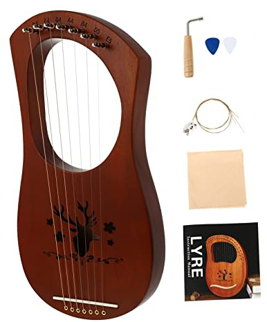 Hoement Holzharfe Leierharfe Handharfe Saiteninstrument Musikinstrument mit Saiten Stimmstock Reinigungstuch und Bedienungsanleitung für Junge Mädchen