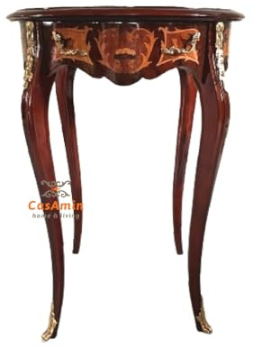 CasAmin Home & Living Runder Beistelltisch im Retro Barock Stil Holz Braun Teetisch Braun Couchtisch für Wohndekoration