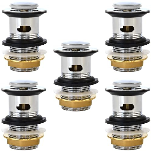 Xcel Home Chrome Slotted Click Clack Basin Waste | Standard G 1 1/4 BSP | Brass Pop Up Sink Plug for Basin Waste | Standard BSP Connection Fit | Replacement for Drainage & Easy Installation