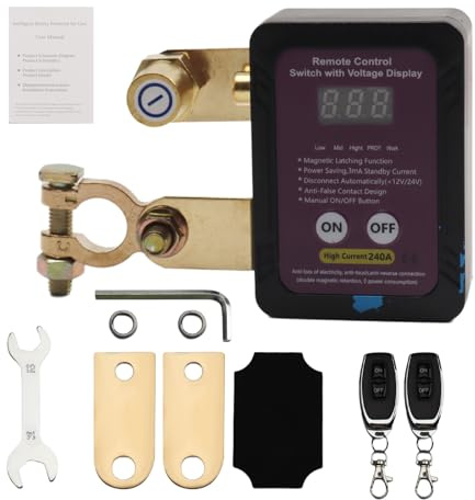 Interruttore di scollegamento remoto della batteria 12V, interruttore di spegnimento per auto con display a LED di tensione, interruttore di spegnimento della batteria dell'auto contro il furto, inter