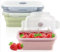 Kievano Contenants pliables en silicone – 3 pièces, 500 ml, boîte à lunch, pliable, Bento pour micro-ondes, lave-vaisselle, congélateur, boîte à déjeuner en silicone réutilisable sans BPA (16,5 x 10,9