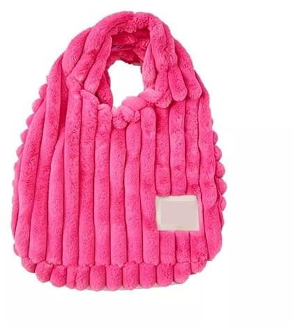 ZUGLQYSX Kvinnor Fluffiga Axelväskor Rosa Stor Kapacitet Mjuk Plysch Väska Svamp För Flickor Cool Vinter För Resor Och Arbete, Rosa, Taglia unica