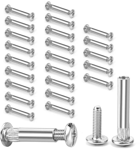 OPVYAEU Lot de 50 vis de connexion 8mm pour meubles, assemblage bois, fixation tablettes et armoires, vis de bricolage robustes pour montage meubles et projets DIY
