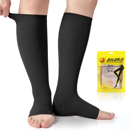 Ailaka Kompressionsstrümpfe 20-30mmHg, Atmungsaktive Weitenstrümpfe für Damen & Herren, Ideal für Sport, Flugreisen, Pflegeberufe und Schwangerschaft