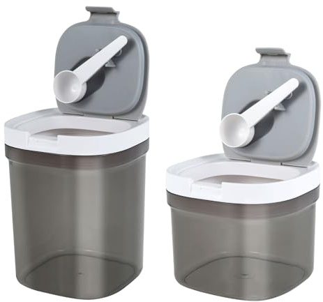 Mjölkpulver förvaringslåda 800 ml mjölkpulver behållare baby på vägen med sked förnäringsförvaring transparent förseglad stapelbar för kaffebönor mjöl havregryn bakingredienser (800 + 1300 ml)