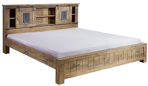 MASSIVMOEBEL24.DE Railway Bett 180x200 Mango, Farbe:Natur lackiert