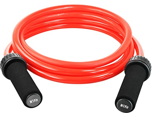Gewichtetes Springseil – (0,7 kg) massives PVC 12 mm Durchmesser für Crossfit und Boxen schweres mit Memory-rutschfesten, gepolsterten Schaumstoff-Griffen Fitness-Workouts, Ausdauer- Krafttraining