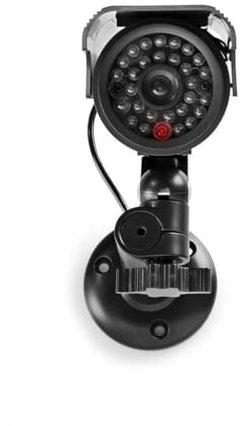 Nedis Dummy Outdoor Security Camera, Flashing LED, Solar Panel Rechargeable, Battery Powered, Wall Mount Included, Black – 155 x 80 x 145 mm
