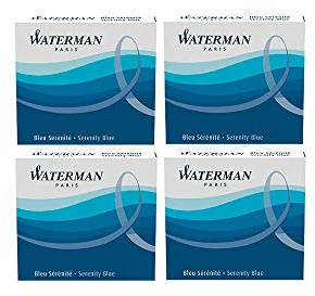 Waterman 4 Packungen mit 6 Patronen International, kurz, für Füllfederhalter, blaue Tinte (Florida Blue)