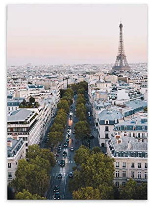 LaLe Living Hochwertiger Leinwanddruck mit Eifelturm Paris als Motiv A4 21 x 30 cm (ohne Rahmen) - Frankreich Kunstdruck Moderne Poster Print Leinwandbild Wandbild Leinwand Plakat Deko Bild DINA4