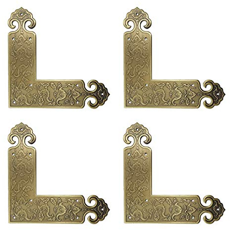 Tiazza Dekorativer Eckenschutz aus Messing, antikes Prägung, klassische Möbel, Tische und Stühle, Schrank-Eckenschutz, 4 Stück