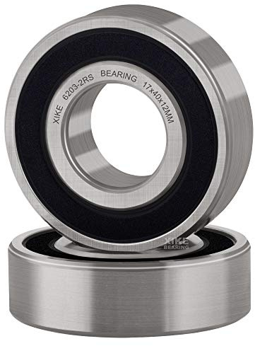XiKe 6203-2RS 17x40x12mm Rillenkugellager aus Wälzlagerstahl 2er-Pack | Beidseitig abgedichtet (2RS), ABEC-3 Qualität, werksgeschmiert, geringe Reibung, geräuscharmer Betrieb, kostengünstig