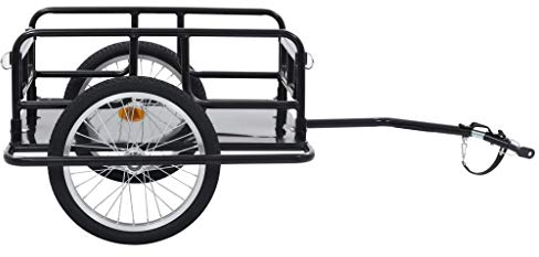 Festnight Fahrradanhänger Lastenanhänger Handwagen Transportanhänger Transportbox | Tragkraft: max. 50 kg 130 x 73 x 48,5 cm Stahl Schwarz