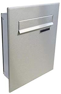 A-046 Cassetta postale passante a muro in acciaio inox con targhetta portanome (profondità: 10 cm)- LETTERBOX24.de